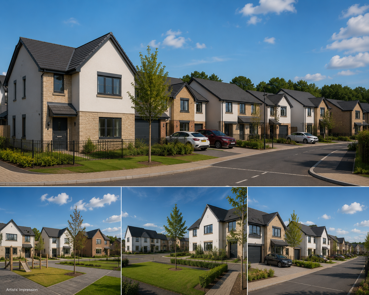 Bellway Homes portfolio — seven concurrent 5-star new-build sites across West Scotland